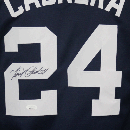 Miguel Cabrera Autographed Detroit Pro Style Baseball Jersey Navy (JSA — RSA