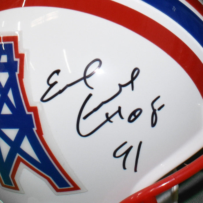 Earl Campbell Autographed HOF 91 and Framed White Houston Oilers Jersey JSA  Certified