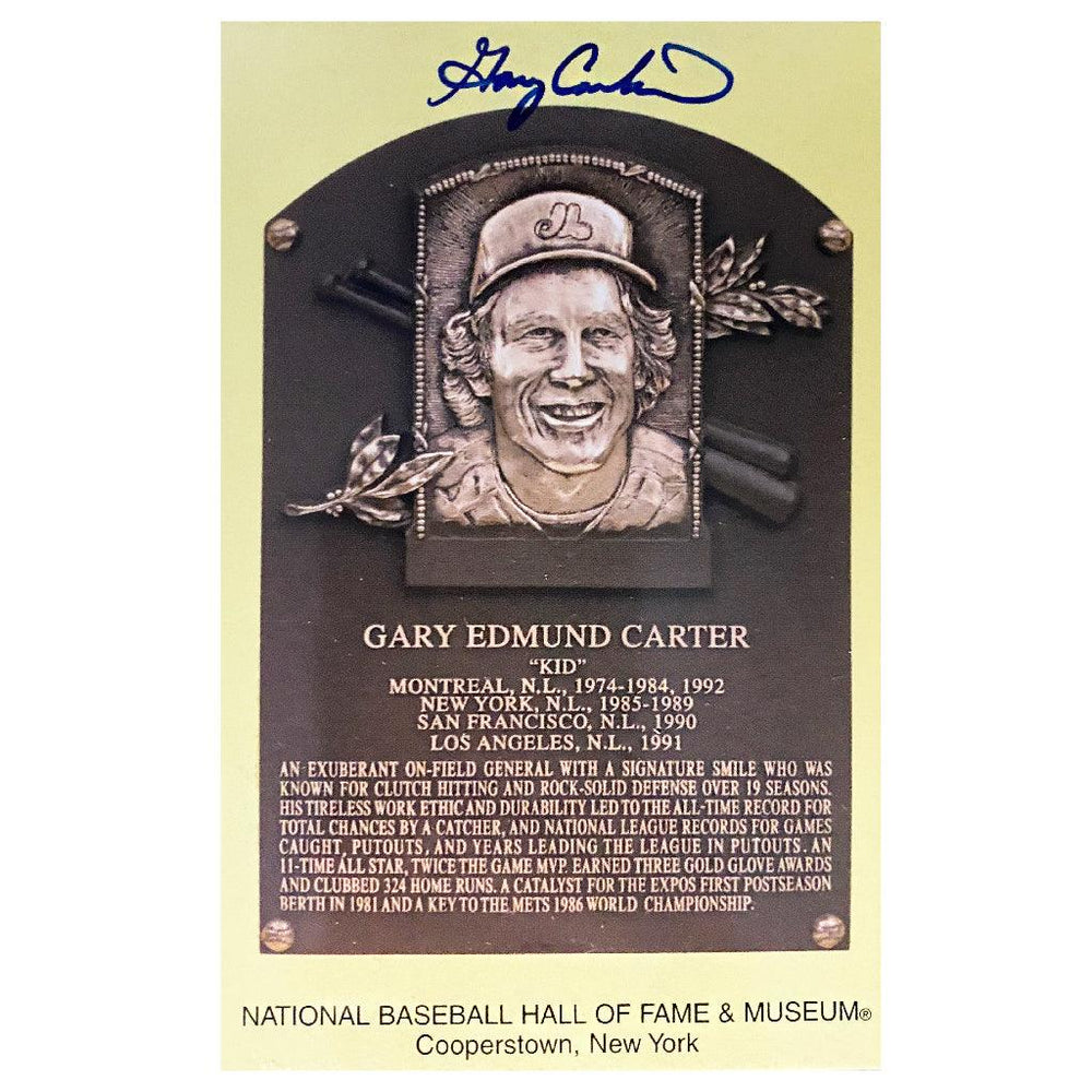 Gary Carter Autographed HOF Plaque Card (JSA) - RSA