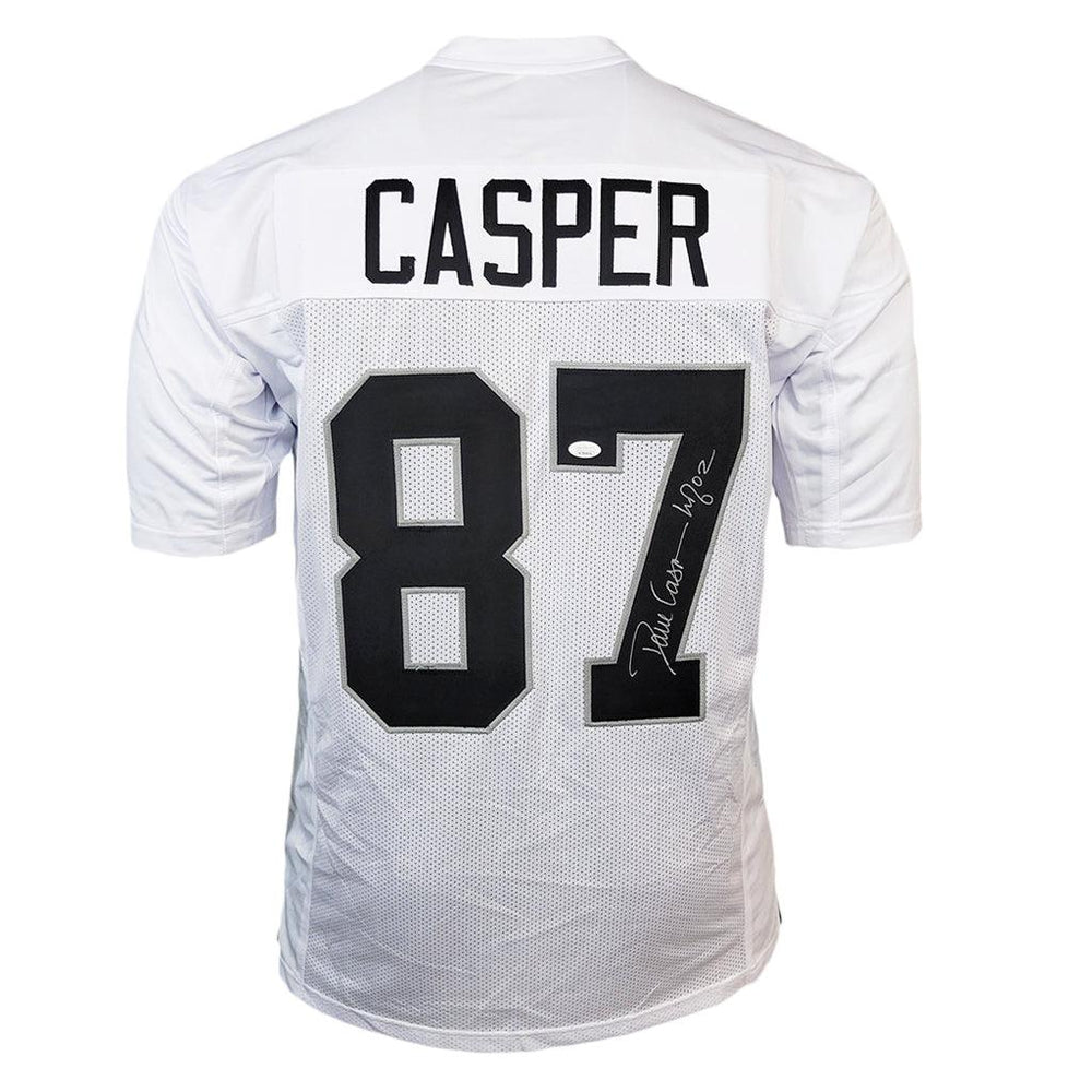 RSA Dave Casper Signed HOF 02 Inscription Los Vegas White Football Jersey (JSA)