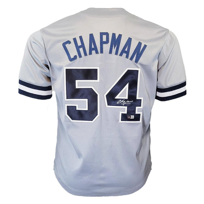 Aroldis Chapman Signed New York Grey Baseball Jersey (Beckett) - RSA