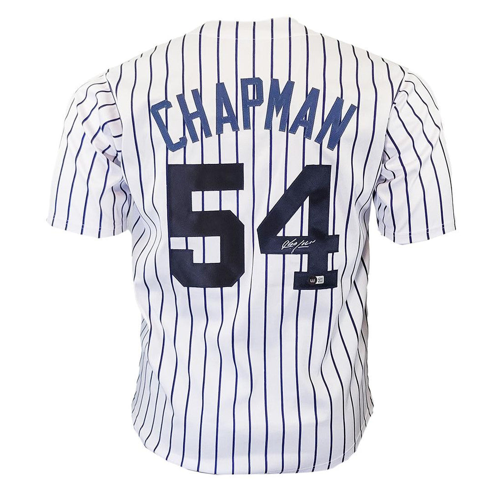 Aroldis Chapman Signed New York Pinstripe White Baseball Jersey (Beckett) - RSA