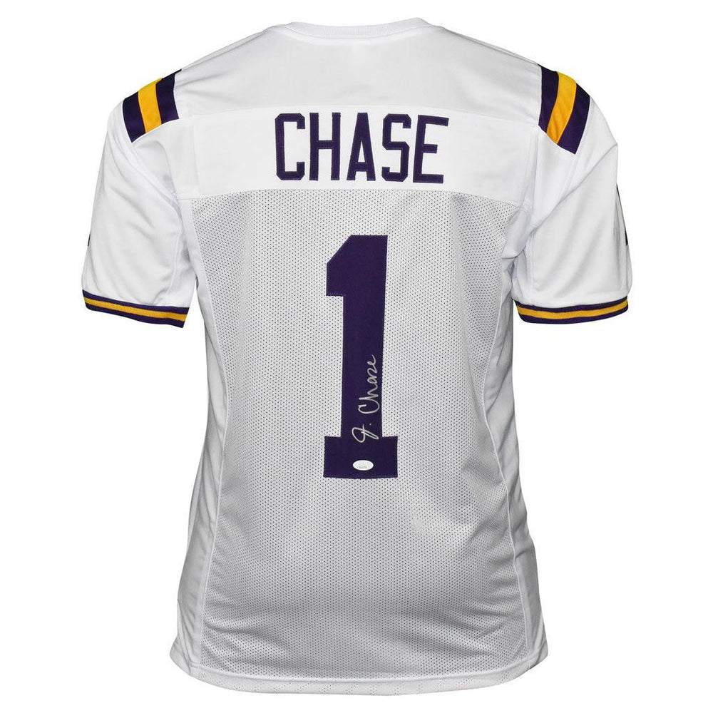 Ja'Marr Chase Signed LSU College White Football Jersey (JSA) - RSA