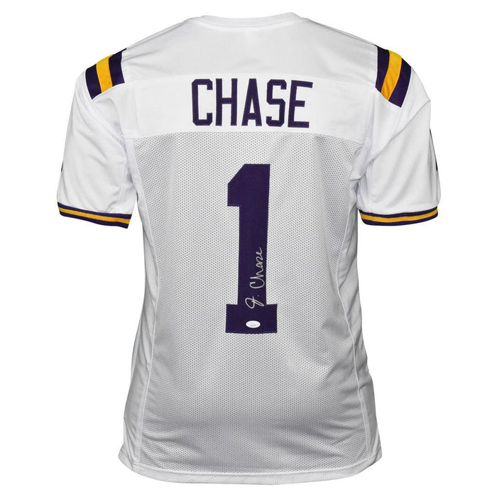 Ja'Marr Chase Signed LSU College White Football Jersey (JSA) — RSA
