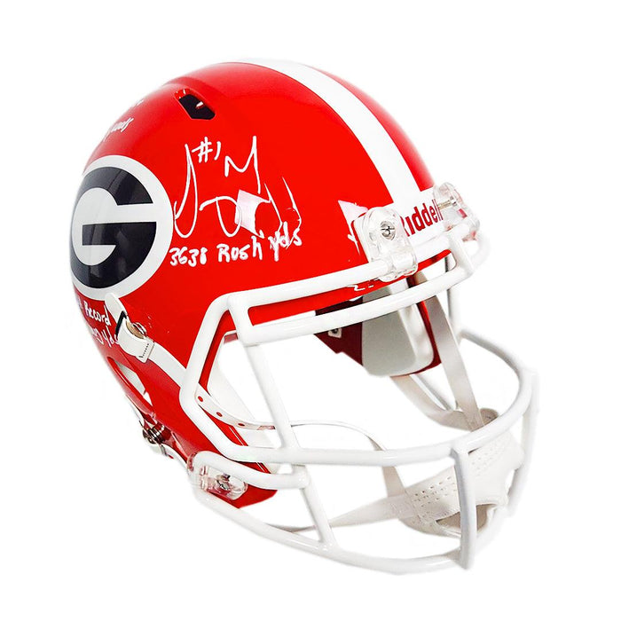 Nick Chubb & Sony Michel Dual Signed NCAA Rushing Records Inscription  Georgia Bulldogs Full-Size Speed Replica Football Helmet (JSA)