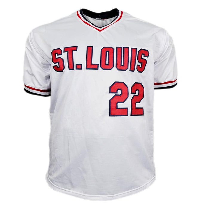 Jack Clark Signed The Ripper Inscription St. Louis White Baseball Jersey (JSA) - RSA