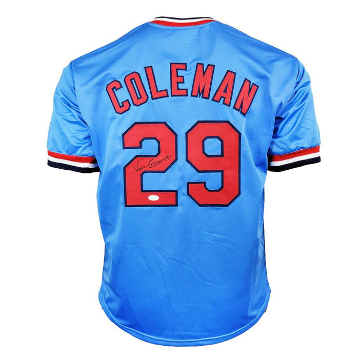 Vince Coleman Signed St Louis Light Blue Baseball Jersey (JSA) - RSA