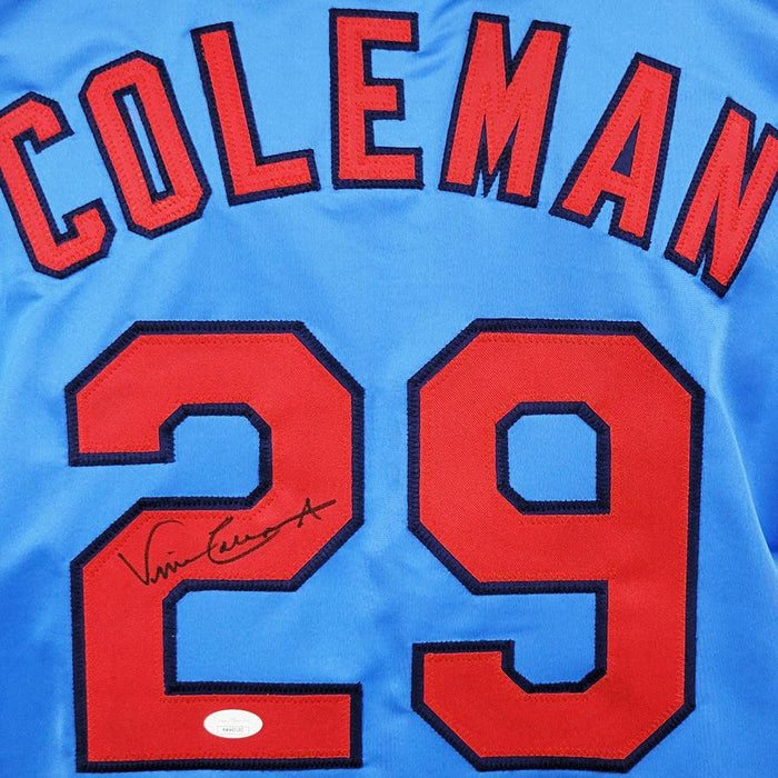 Vince Coleman Signed St Louis Light Blue Baseball Jersey (JSA) - RSA