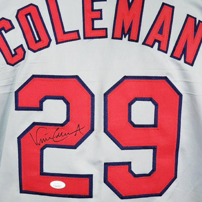Vince Coleman Signed St. Louis Grey Baseball Jersey (JSA)