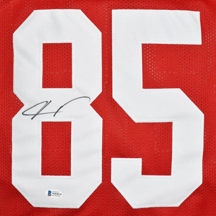 RSA Vernon Davis Signed San Francisco Red Football Jersey (Beckett)