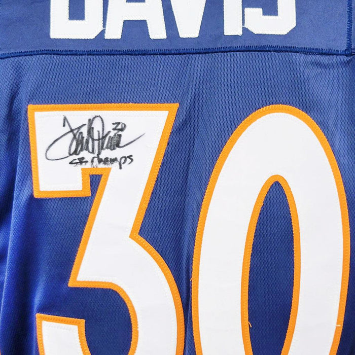 Terrell Davis Signed SB Champs Inscription Denver Pro Blue Football Jersey  (JSA)