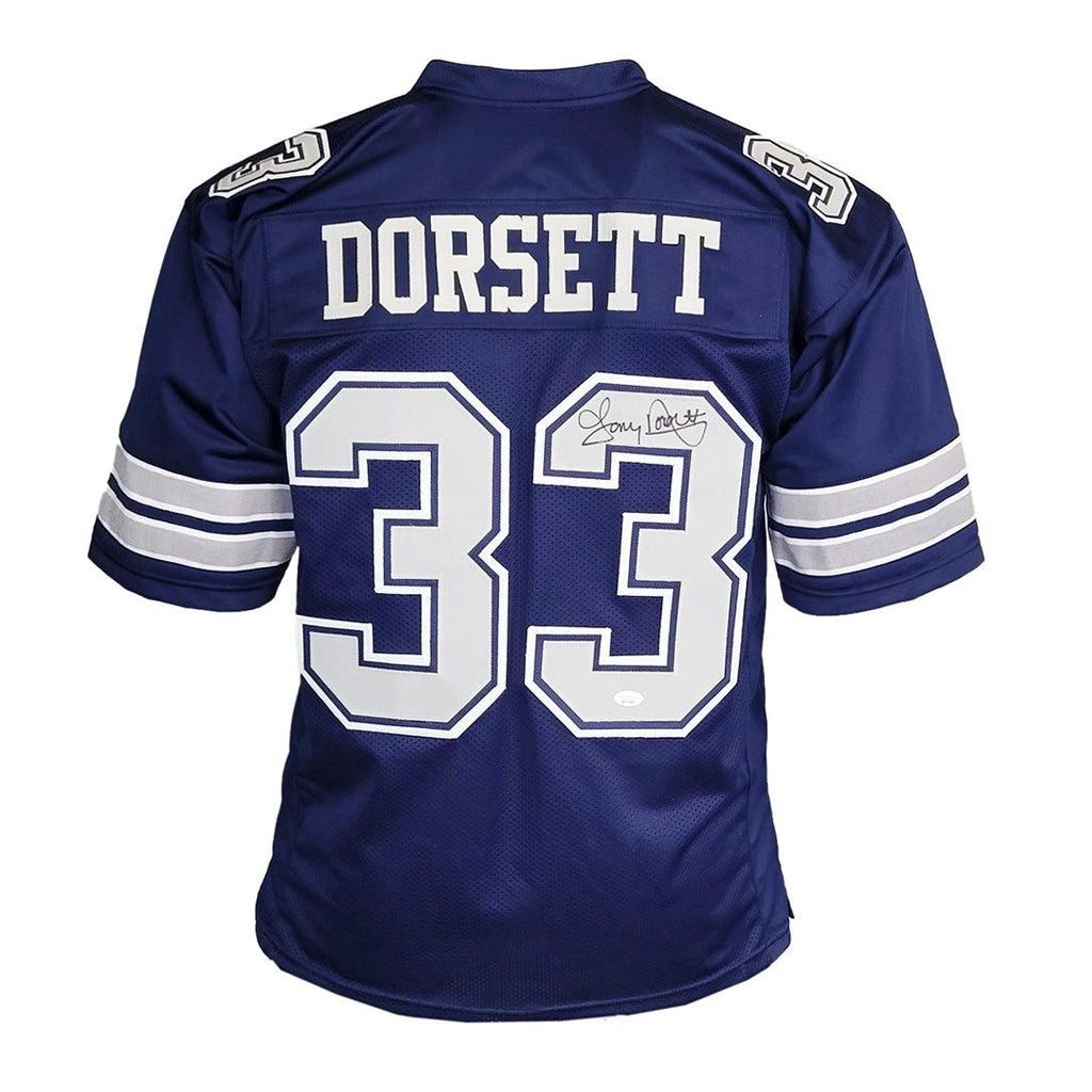 Tony Dorsett Signed Dallas Blue Football Jersey (Beckett) — RSA