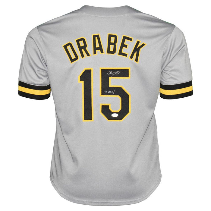 Doug Drabek Signed 90 NL CY Inscription Pittsburgh Grey Baseball Jersey  (JSA)