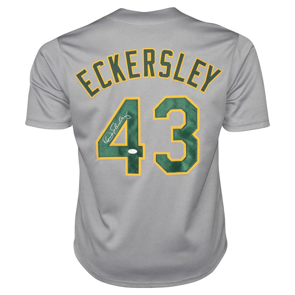 Autographed/Signed Dennis Eckersley Oakland Yellow Baseball Jersey