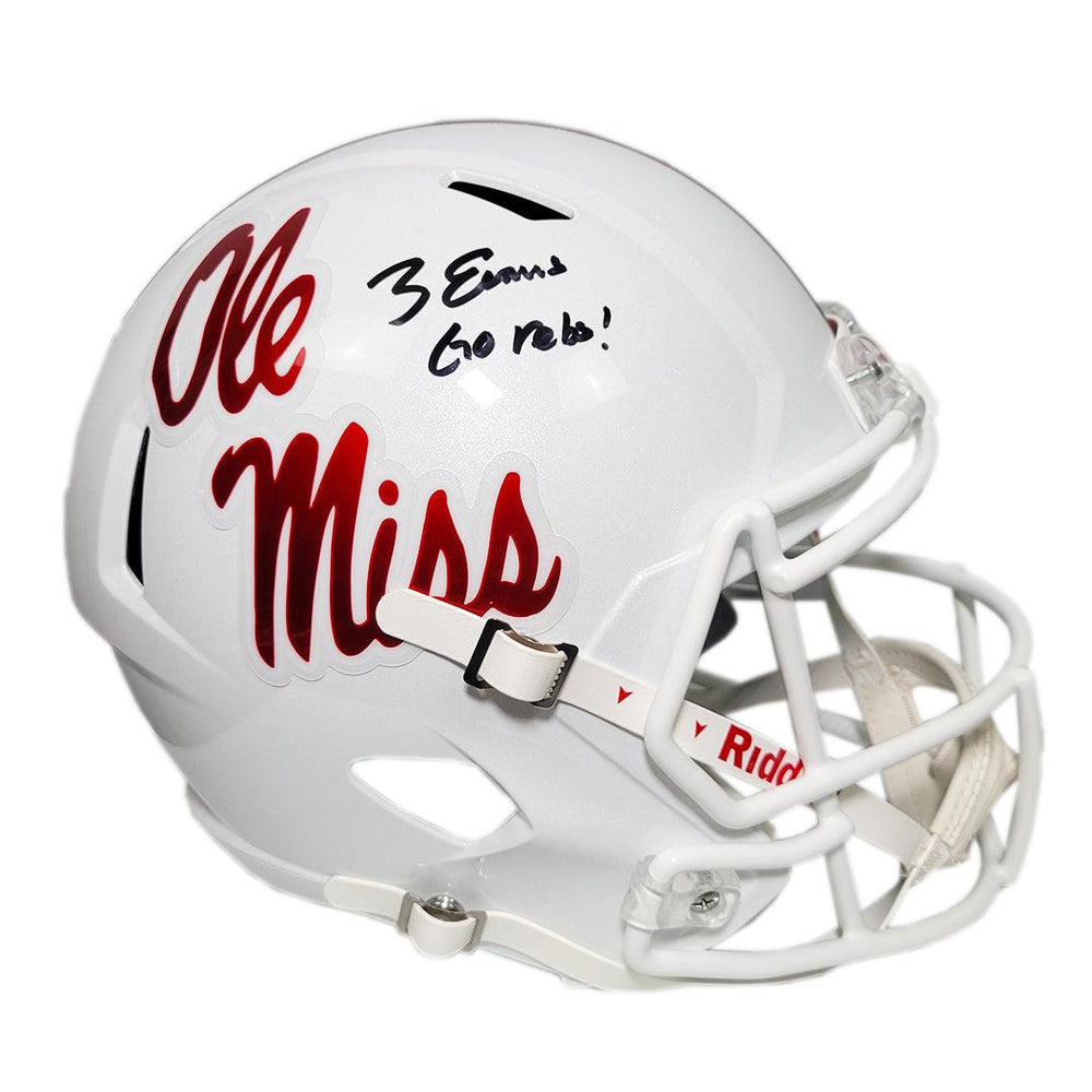 Zach Evans Signed Ge rebs! Inscription Ole Miss Rebels Speed Full-Size Replica Football Helmet (JSA) - RSA