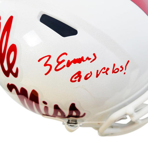Zach Evans Signed Go rebs! Ole Miss Rebels Speed Full-Size Replica Football Helmet Red Ink(JSA) - RSA