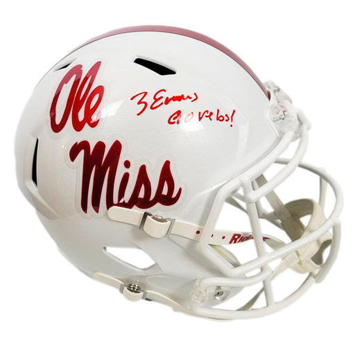 Zach Evans Signed Go rebs! Ole Miss Rebels Speed Full-Size Replica Football Helmet Red Ink(JSA) - RSA