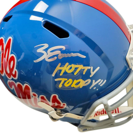 Zach Evans Signed Hotty Toddy!! Inscription Ole Miss Rebels Speed Full-Size Replica Football Helmet (JSA) - RSA