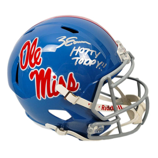 Zach Evans Signed Hotty Toddy!! Inscription Ole Miss Rebels Speed Full-Size Replica Football Helmet (JSA) - RSA