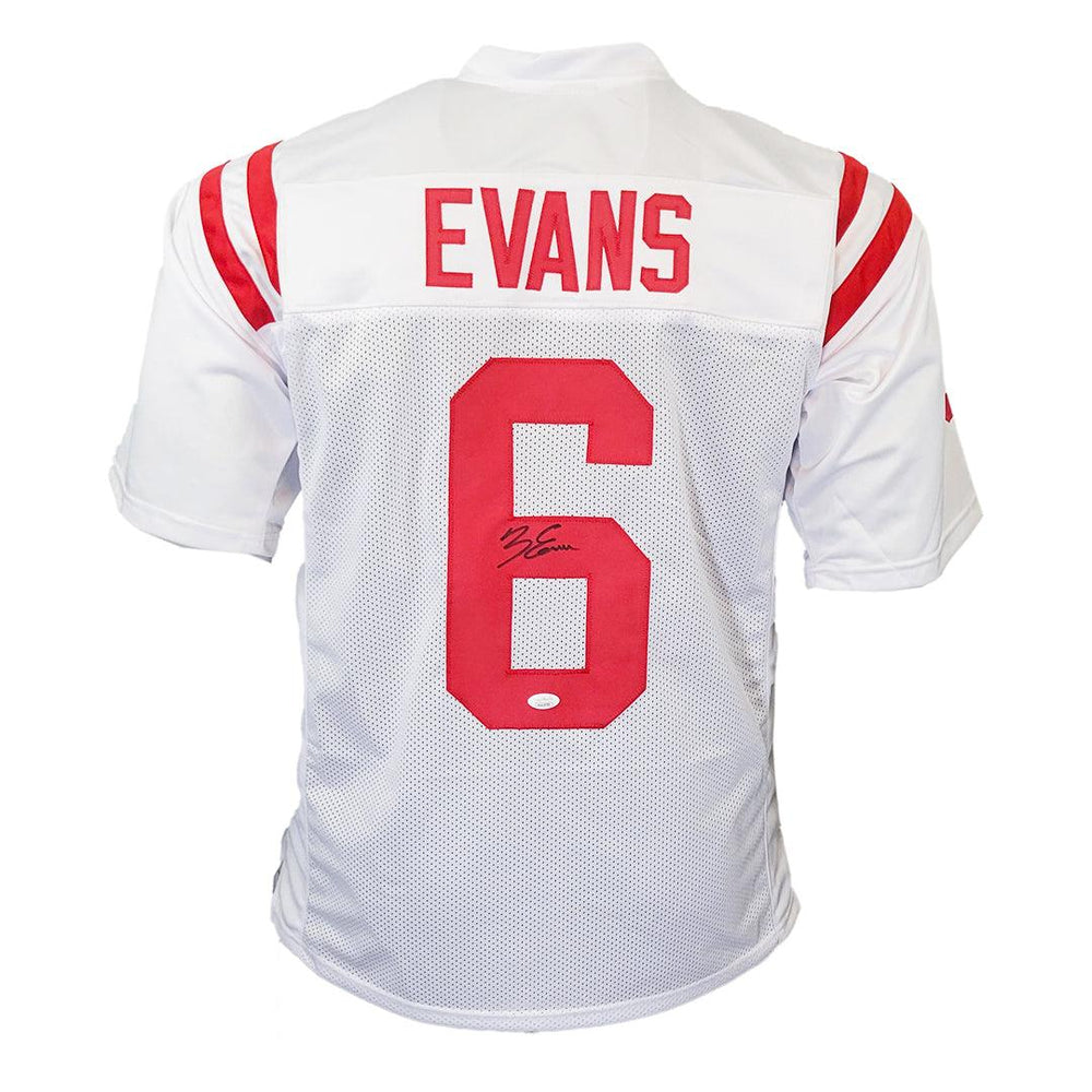 Zach Evans Signed Ole Miss College White Football Jersey (JSA) - RSA