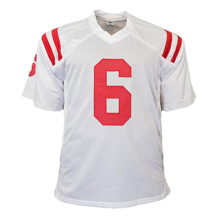 Zach Evans Signed Ole Miss College White Football Jersey (JSA) — RSA