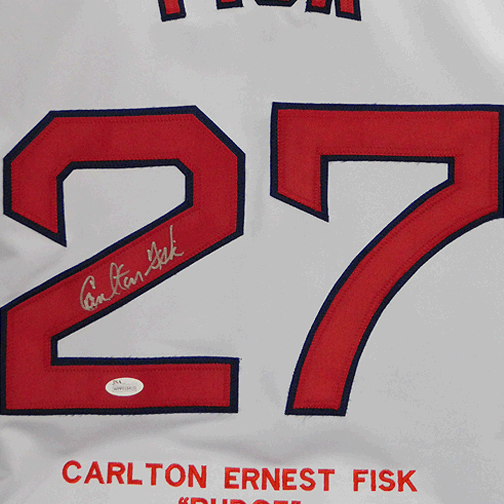Carlton Fisk Autographed Boston Red Sox Gray Baseball Jersey - JSA