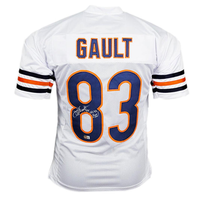 RSA Willie Gault Signed SB XX Champs Inscription Chicago White Football Jersey (Beckett)