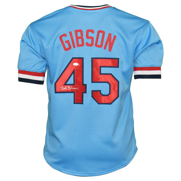 Bob Gibson signed 1980's St. Louis Cardinals Cooperstown Blue Away Jersey  JSA