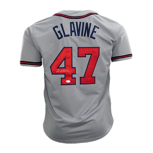 Tom Glavine Autographed Pro Style Baseball Jersey Dark Blue (JSA)