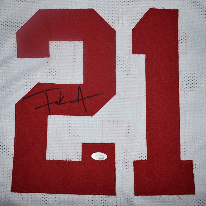 Frank Gore Autographed/Signed Pro Style White XL Jersey Beckett