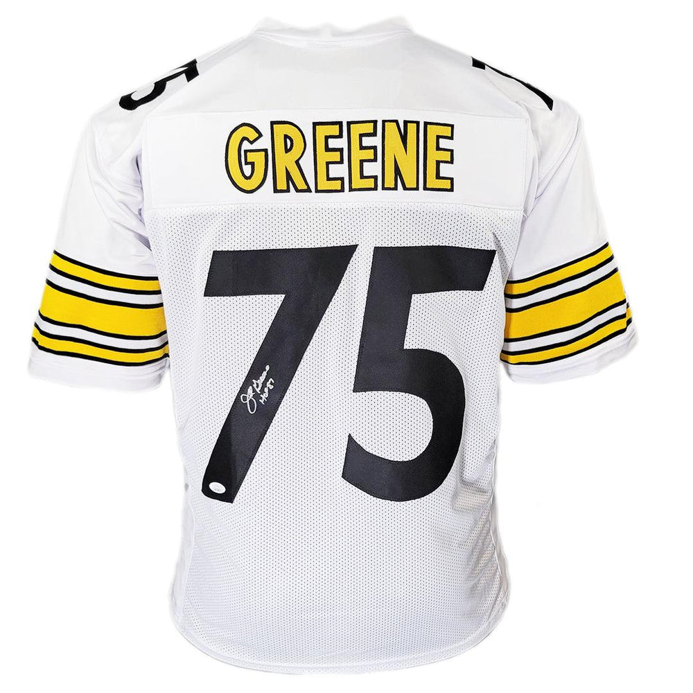 Mean Joe Greene Signed HOF 87 Inscription Pittsburgh White