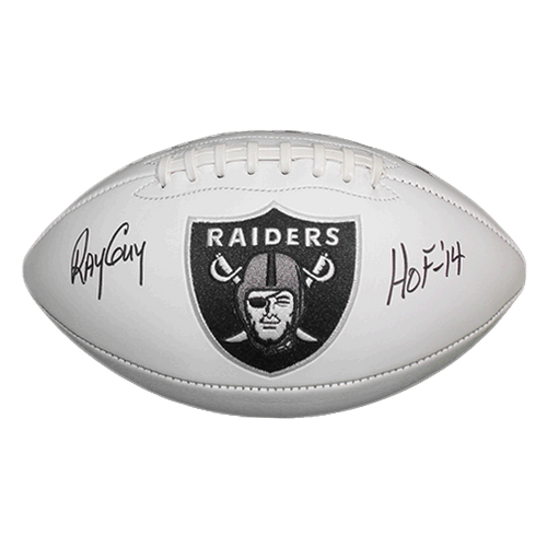 Ray Guy Autographed Oakland Raiders Full Size Logo Football White