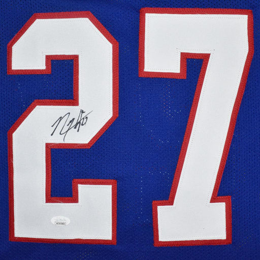 Rodney Hampton Signed New York Blue Football Jersey (JSA) - RSA