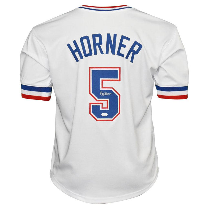 Bob Horner Signed Atlanta White Throwback Baseball Jersey (JSA)