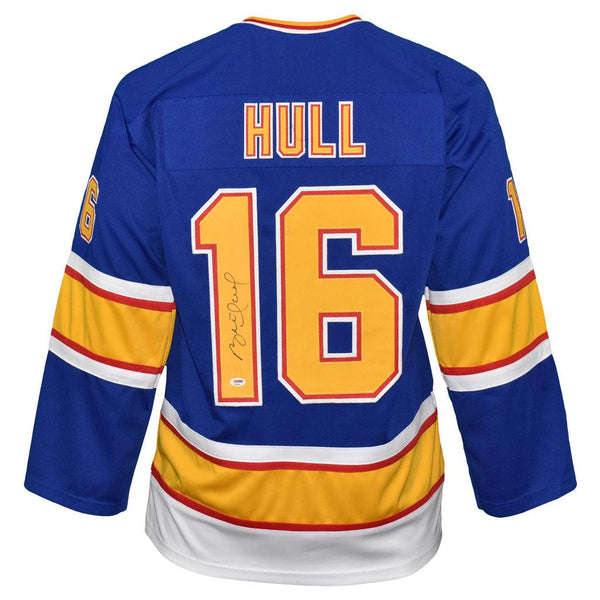 BRETT HULL St Louis Blues Autographed 34x42 Framed Hockey Jersey
