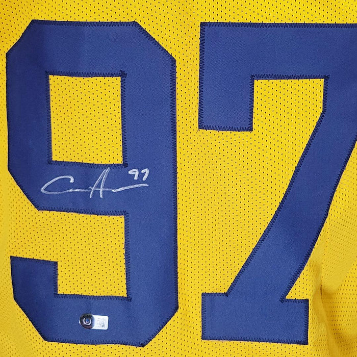 Aidan Hutchinson Framed Signed Michigan Yellow Jersey Beckett 