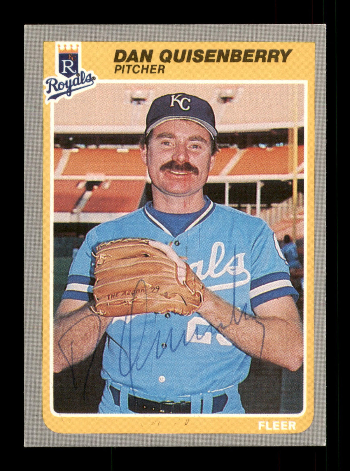 Dan Quisenberry Autographed 1985 Fleer Card #211 Kansas City Royals SK — RSA