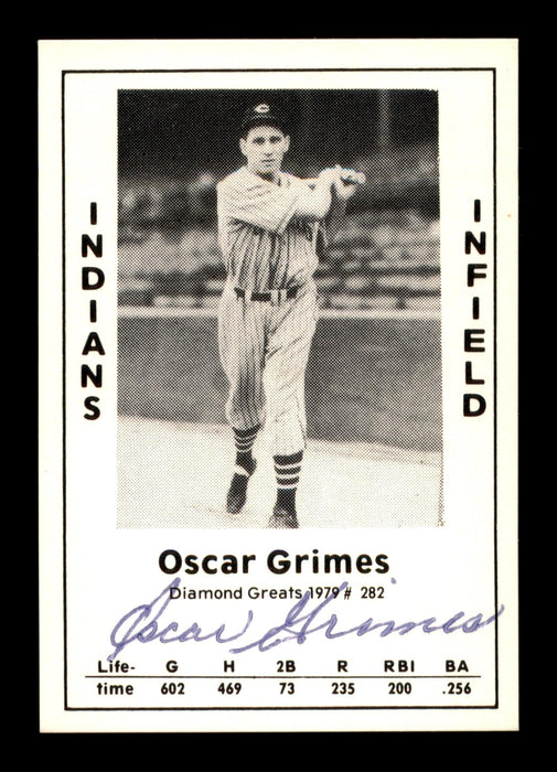 Oscar Grimes Autographed 1979 Diamond Greats Card #282 Cleveland Indians SKU #188876 - RSA