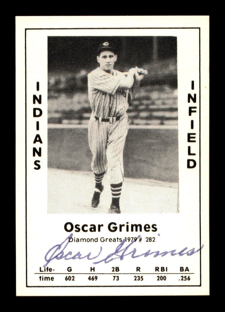 Oscar Grimes Autographed 1979 Diamond Greats Card #282 Cleveland Indians SKU #188876 - RSA