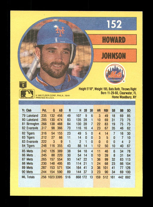 Howard Johnson autographed baseball card (New York Mets) 1991