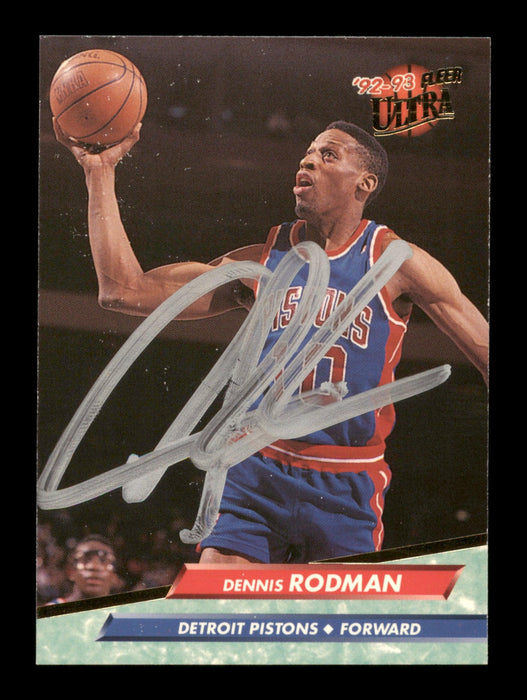 Dennis Rodman Autographed 1992-93 Fleer Ultra Card #58 Detroit Pistons SKU #190474 - RSA