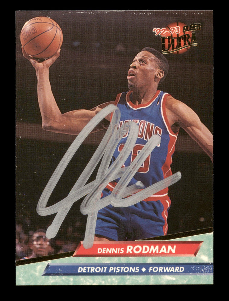 Dennis Rodman Autographed 1992-93 Fleer Ultra Card #58 Detroit Pistons SKU #190475 - RSA