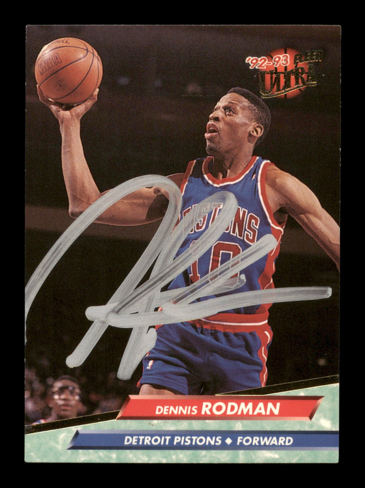Dennis Rodman Autographed 1992-93 Fleer Ultra Card #58 Detroit Pistons SKU #190476 - RSA