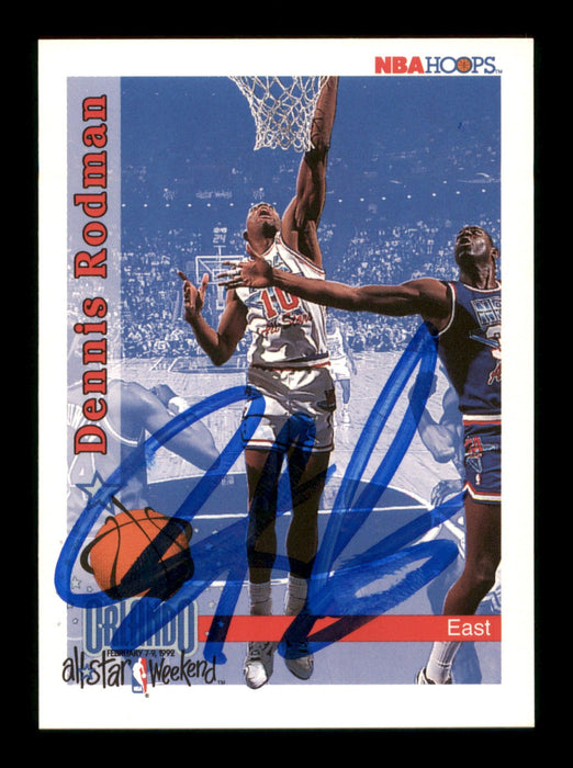 Dennis Rodman Autographed 1992-93 Hoops Card #302 Detroit Pistons SKU #190480 - RSA