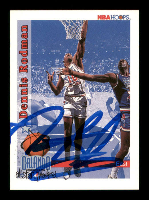 Dennis Rodman Autographed 1992-93 Hoops Card #302 Detroit Pistons SKU #190482 - RSA