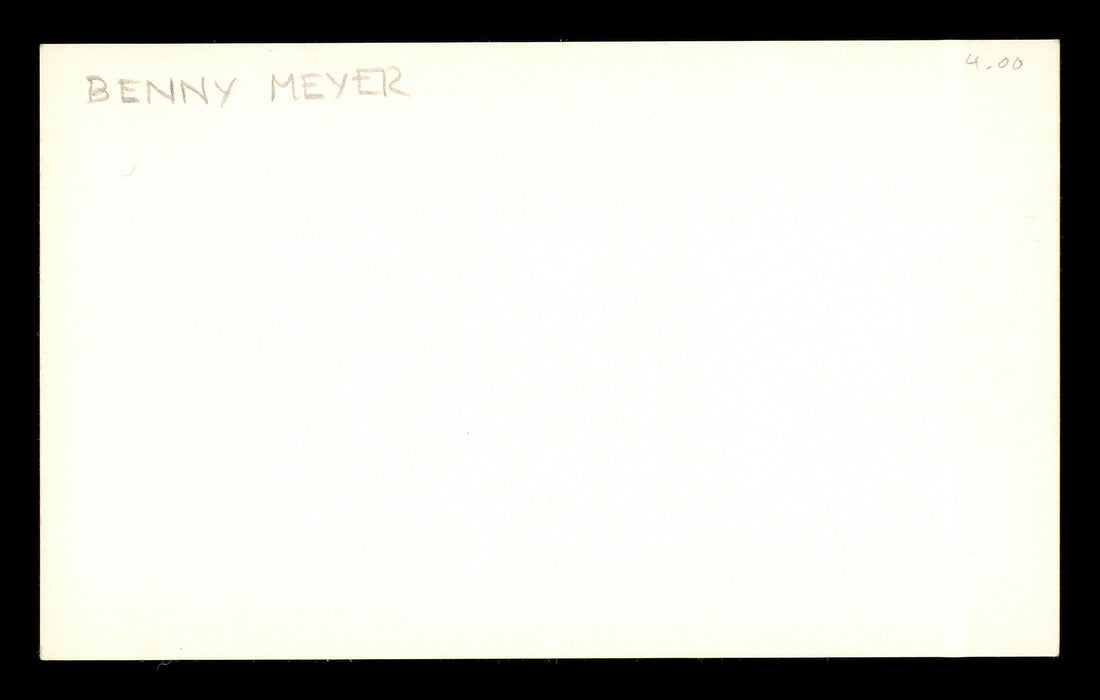 Benny Meyer Autographed 3x5 Index Card Brooklyn Dodgers "Best Wishes Kiyoshi" SKU #174057 - RSA