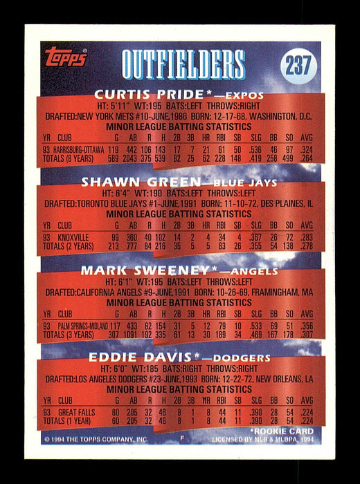 Shawn Green, Curtis Pride & Eddie Davis Autographed 1993 Topps