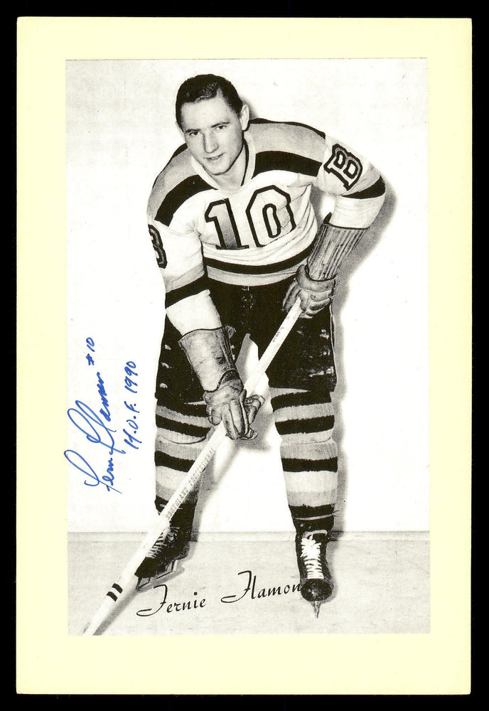 Fern Flaman Autographed 1944-63 Beehive Group 2 4.5x6.5 Photo Boston Bruins "HOF 1990" SKU #176781 - RSA
