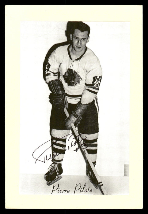 Pierre Pilote Autographed 1944-63 Beehive Group 2 4.5x6.5 Photo Chicago Blackhawks SKU #176797 - RSA