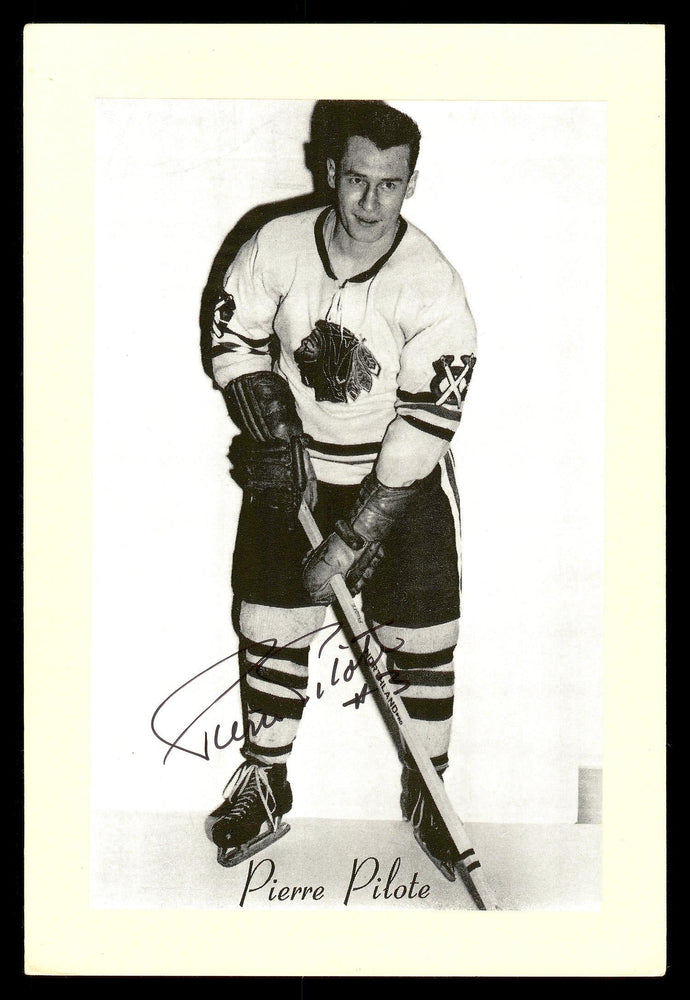 Pierre Pilote Autographed 1944-63 Beehive Group 2 4.5x6.5 Photo Chicago Blackhawks SKU #176797 - RSA